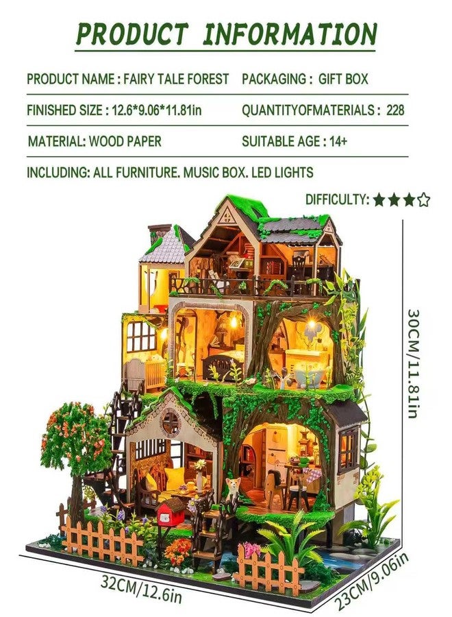 Spilay Miniature Dollhouse Miniature House Kit,DIY Kit Mini Modern Villa Model with Music Box ，Best Christmas Birthday Gift.(Fairy Tale Forest) - Image 2